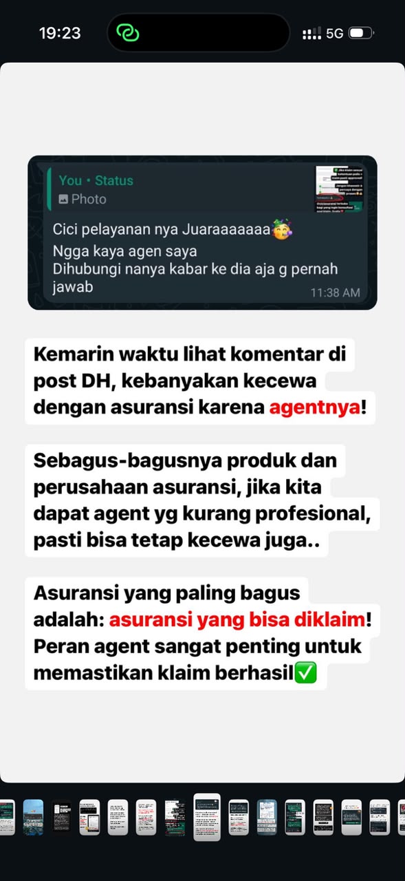 Testimoni nasabah — asuransi yang bisa diklaim